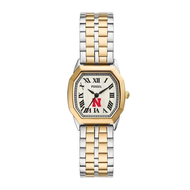 Fossil Nebraska Huskers Harlow Three-Hand Two-Tone Stainless Steel Watch