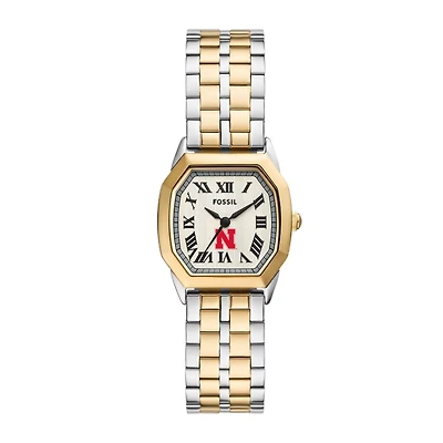 Fossil Nebraska Huskers Harlow Three-Hand Two-Tone Stainless Steel Watch