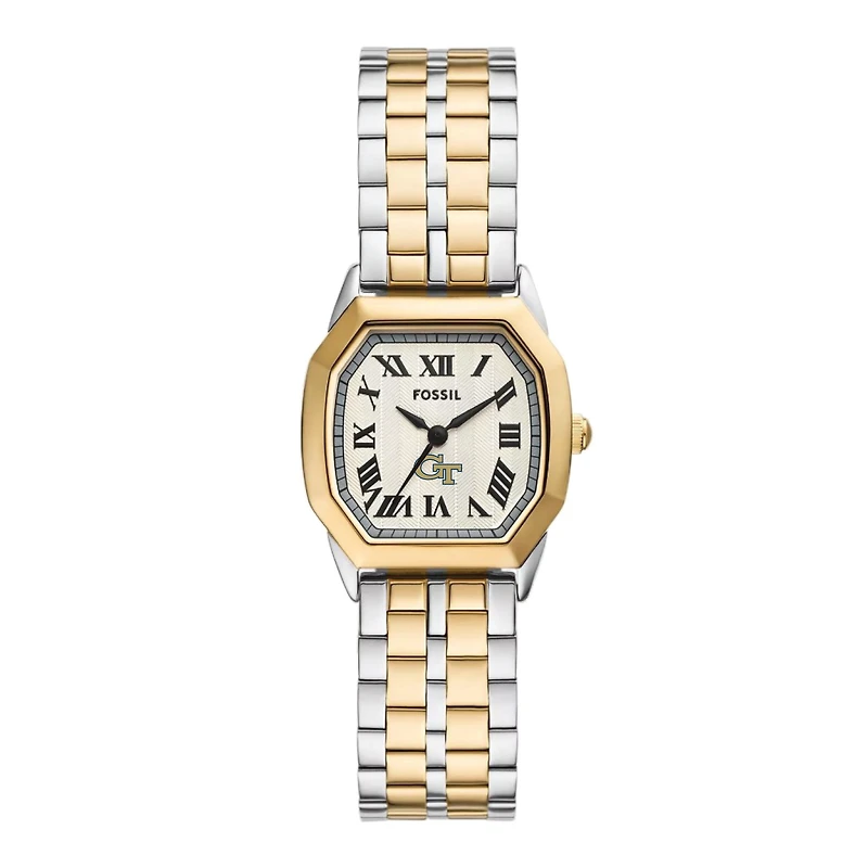 Fossil Georgia Tech Yellow Jackets Harlow Three-Hand Two-Tone Stainless Steel Watch