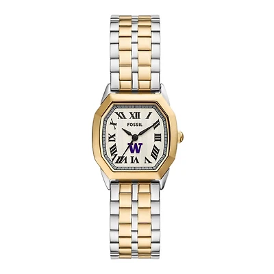 Fossil Washington Huskies Harlow Three-Hand Two-Tone Stainless Steel Watch