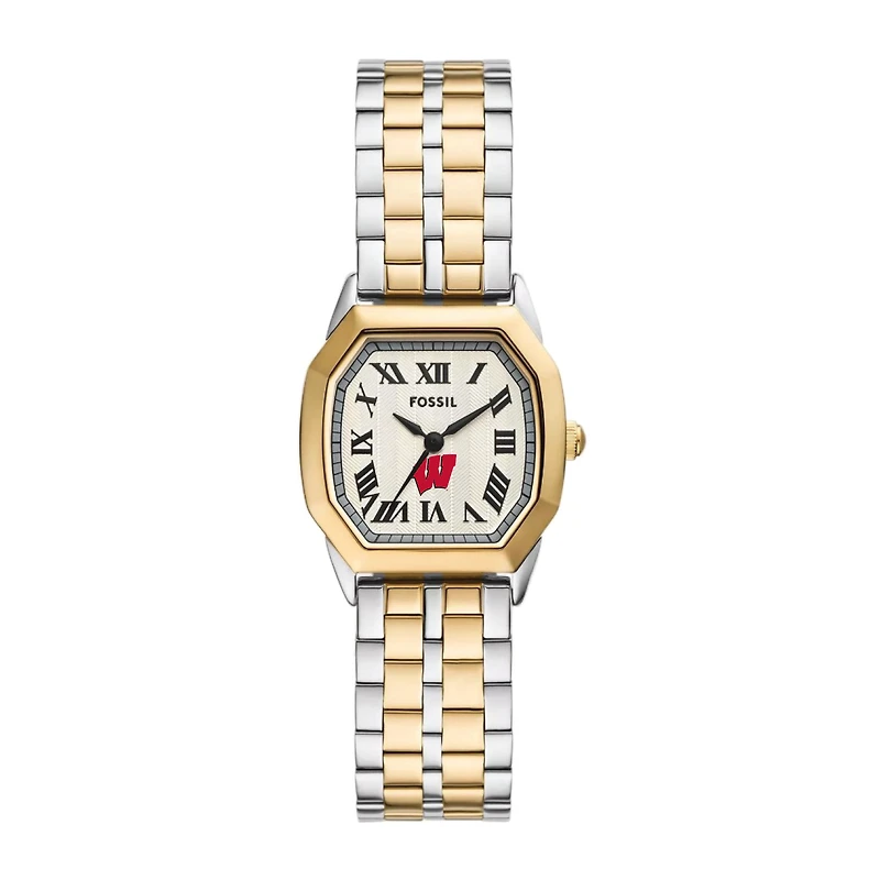 Fossil  Wisconsin Badgers Harlow Three-Hand Two-Tone Stainless Steel Watch