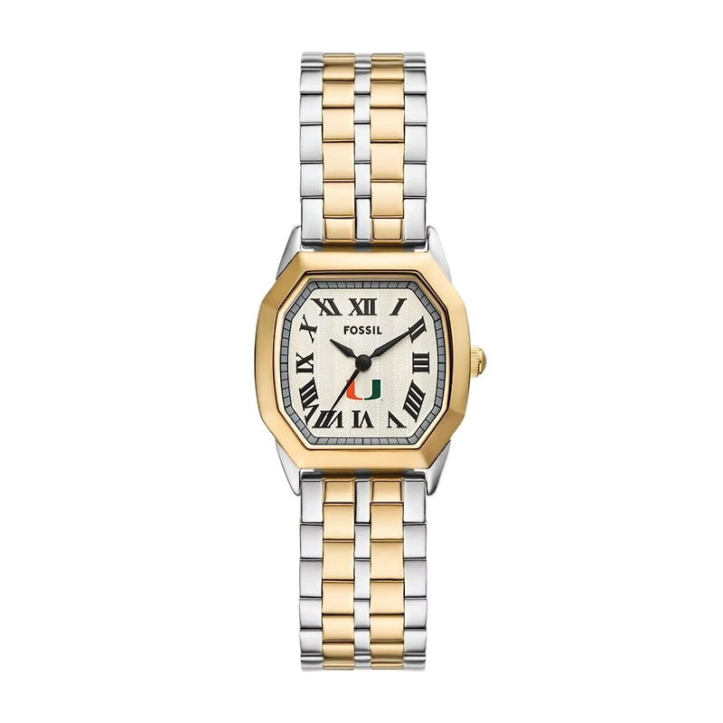 Fossil Miami Hurricanes Harlow Three-Hand Two-Tone Stainless Steel Watch