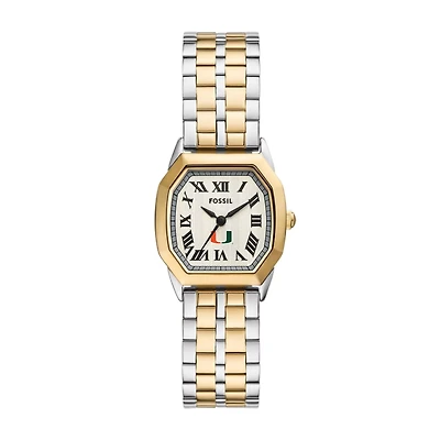 Fossil  Miami Hurricanes Harlow Three-Hand Two-Tone Stainless Steel Watch