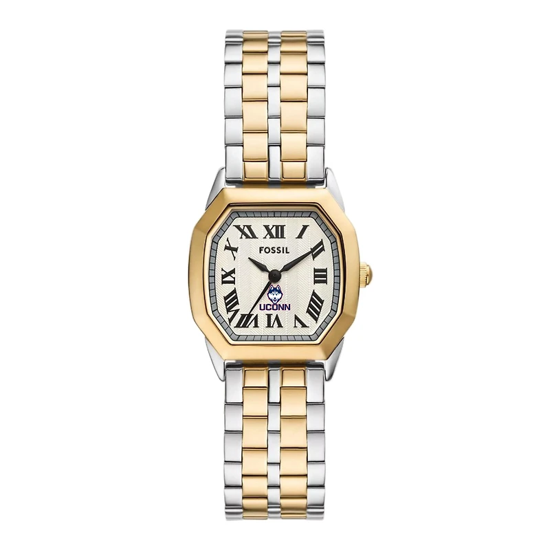 Fossil UConn Huskies Harlow Three-Hand Two-Tone Stainless Steel Watch
