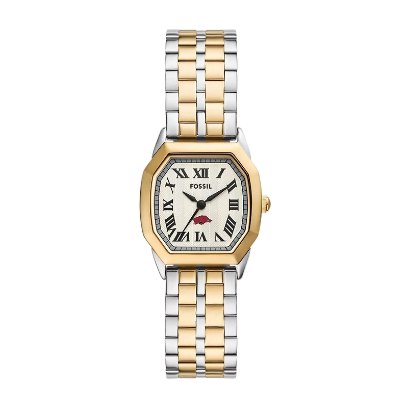 Fossil  Arkansas Razorbacks Harlow Three-Hand Two-Tone Stainless Steel Watch