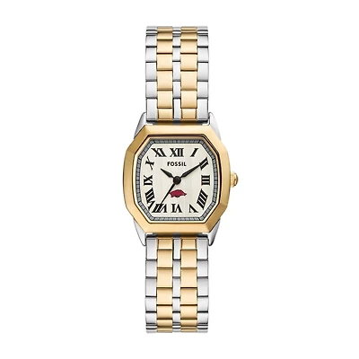 Fossil Arkansas Razorbacks Harlow Three-Hand Two-Tone Stainless Steel Watch