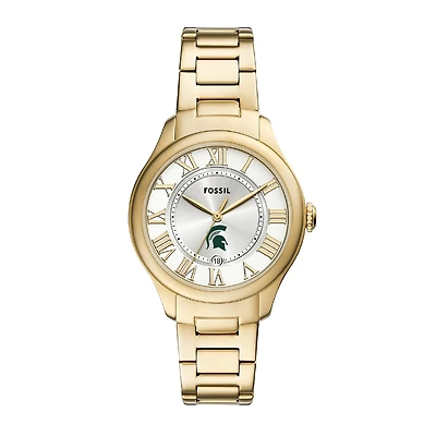 Fossil Michigan State Spartans Gilmore Gold Stainless Steel Watch