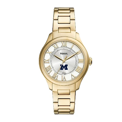 Fossil Michigan Wolverines Gilmore Gold Stainless Steel Watch
