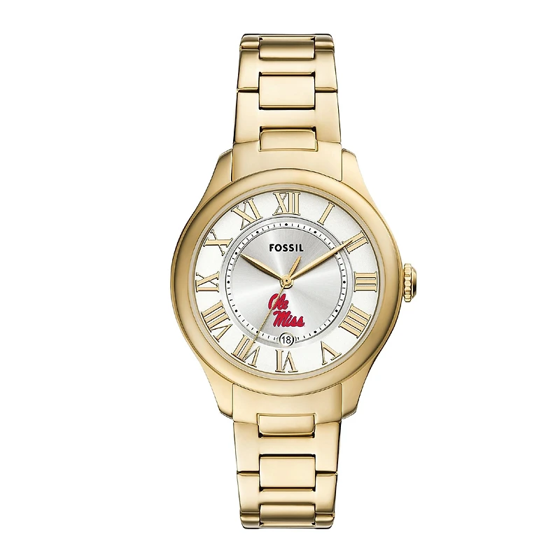 Fossil Ole Miss Rebels Gilmore Gold Stainless Steel Watch