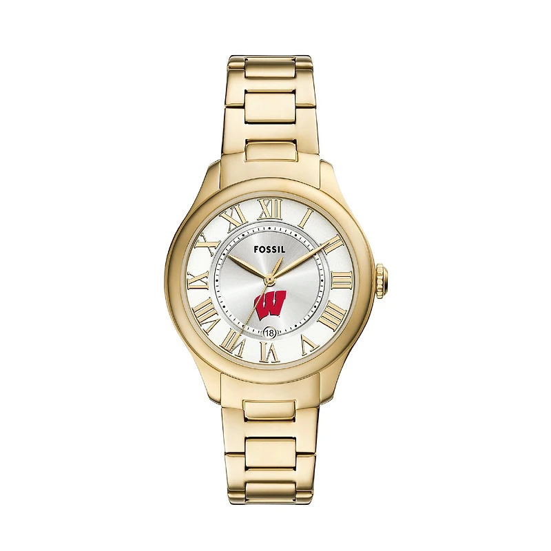 Fossil Wisconsin Badgers Gilmore Gold Stainless Steel Watch