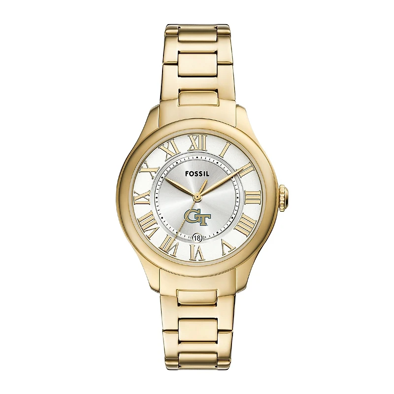 Fossil Georgia Tech Yellow Jackets Gilmore Gold Stainless Steel Watch