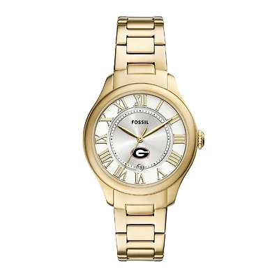 Fossil Georgia Bulldogs Gilmore Gold Stainless Steel Watch