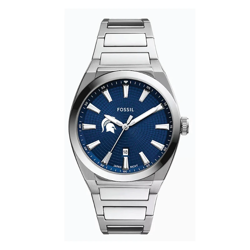 Fossil  Michigan State Spartans Everett Three-Hand Date Stainless Steel Watch