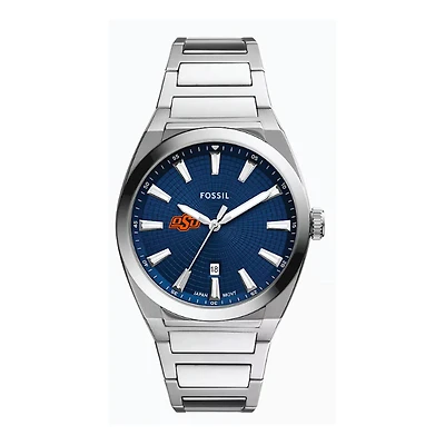 Fossil  Oklahoma State Cowboys Everett Three-Hand Date Stainless Steel Watch