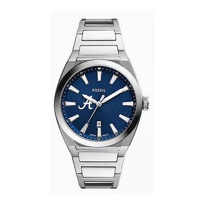 Fossil  Alabama Crimson Tide Everett Three-Hand Date Stainless Steel Watch