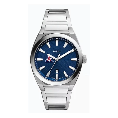 Fossil  Arizona Wildcats Everett Three-Hand Date Stainless Steel Watch