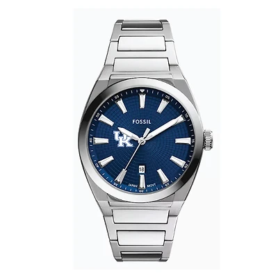 Fossil  Kentucky Wildcats Everett Three-Hand Date Stainless Steel Watch