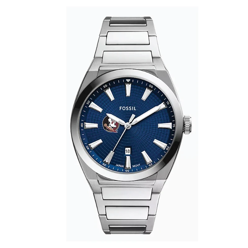 Fossil  Florida State Seminoles Everett Three-Hand Date Stainless Steel Watch