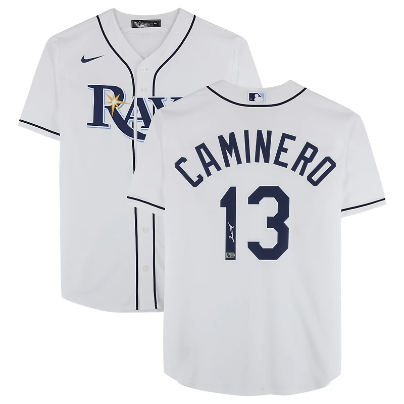 Junior Caminero Tampa Bay Rays Autographed White Nike Replica Jersey