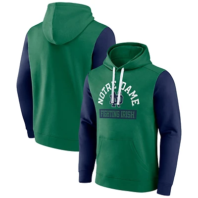 Men's Fanatics Green Notre Dame Fighting Irish Extra Point Color Block Pullover Hoodie
