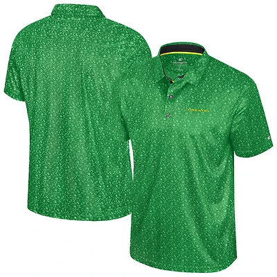 Men's Colosseum  Green Oregon Ducks Football Print Polo