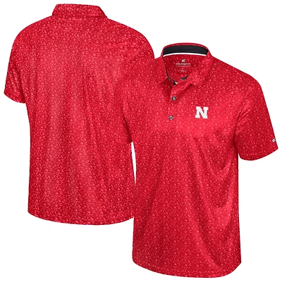 Men's Colosseum  Scarlet Nebraska Huskers Football Print Polo