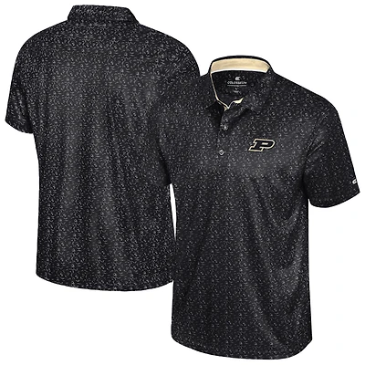 Men's Colosseum  Black Purdue Boilermakers Football Print Polo