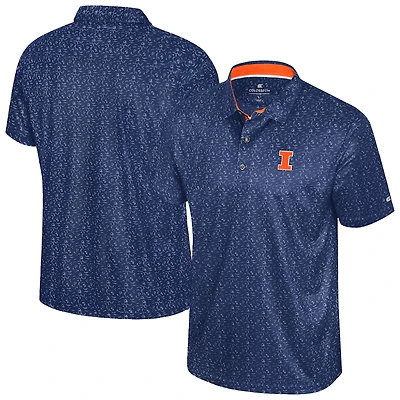 Men's Colosseum  Navy Illinois Fighting Illini Football Print Polo