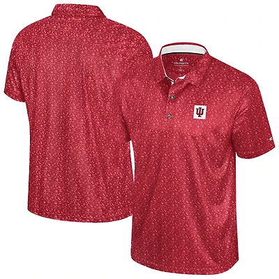 Men's Colosseum  Crimson Indiana Hoosiers Football Print Polo