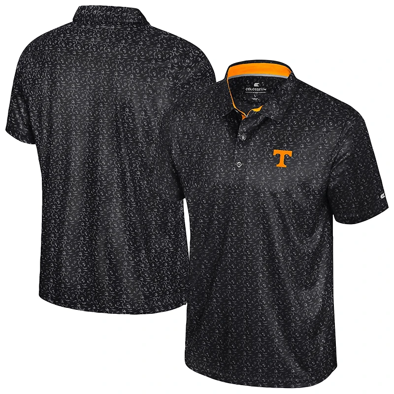 Men's Colosseum Black Tennessee Volunteers Football Print Polo