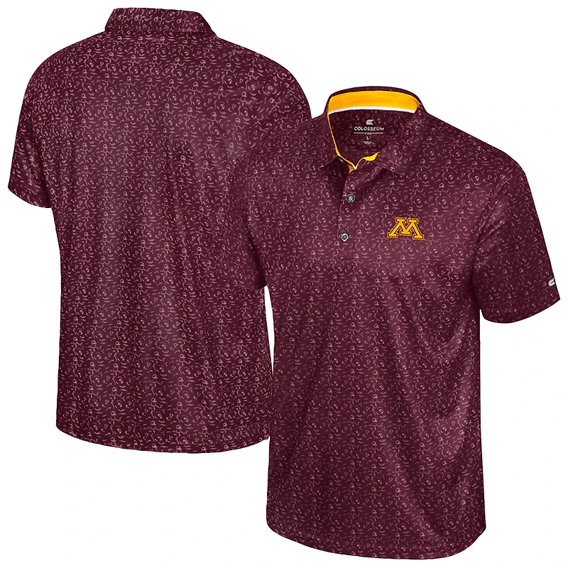 Men's Colosseum  Maroon Minnesota Golden Gophers Football Print Polo