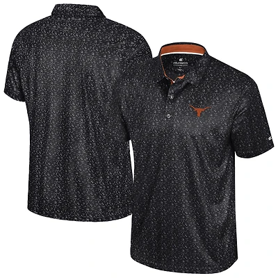 Men's Colosseum  Black Texas Longhorns Football Print Polo