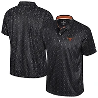 Men's Colosseum  Black Texas Longhorns Football Print Polo