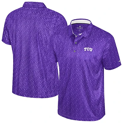 Men's Colosseum  Purple TCU Horned Frogs Football Print Polo