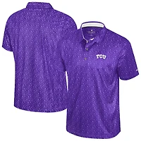 Men's Colosseum  Purple TCU Horned Frogs Football Print Polo