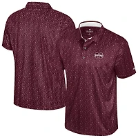 Men's Colosseum  Maroon Mississippi State Bulldogs Football Print Polo