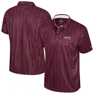 Men's Colosseum  Maroon Mississippi State Bulldogs Football Print Polo