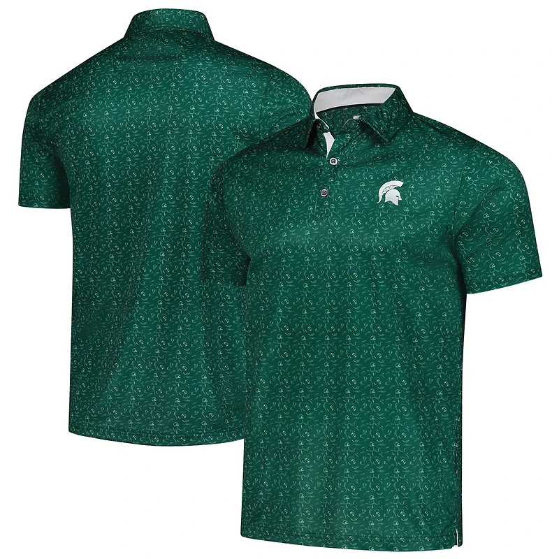 Men's Colosseum  Green Michigan State Spartans Football Print Polo