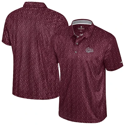 Men's Colosseum  Maroon Montana Grizzlies Football Print Polo