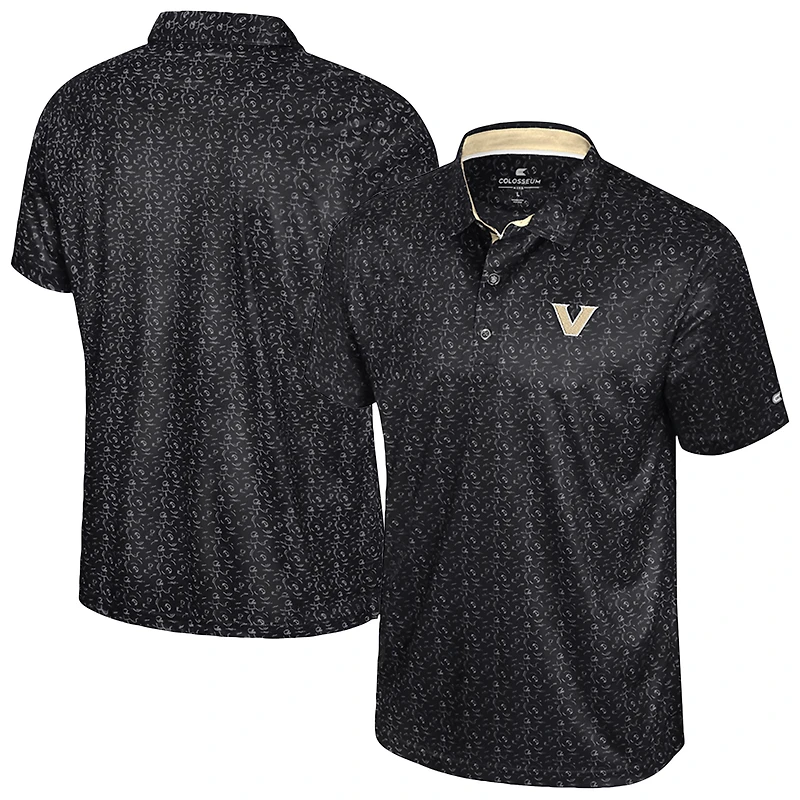 Men's Colosseum Black Vanderbilt Commodores Football Print Polo