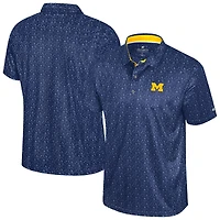 Men's Colosseum  Navy Michigan Wolverines Football Print Polo