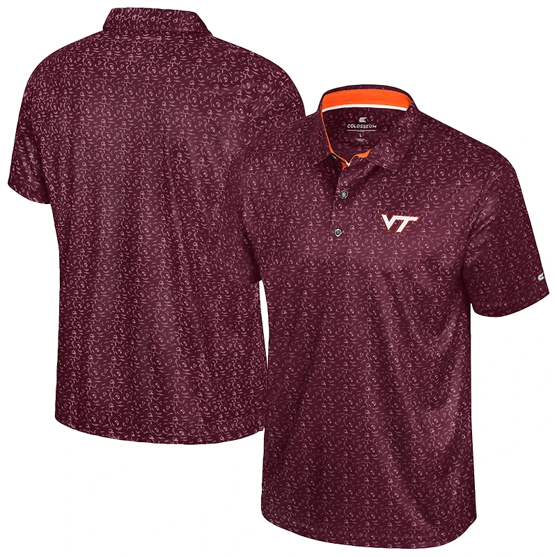 Men's Colosseum  Maroon Virginia Tech Hokies Football Print Polo