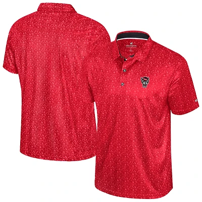 Men's Colosseum  Red NC State Wolfpack Football Print Polo