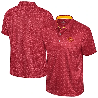 Men's Colosseum  Cardinal Iowa State Cyclones Football Print Polo