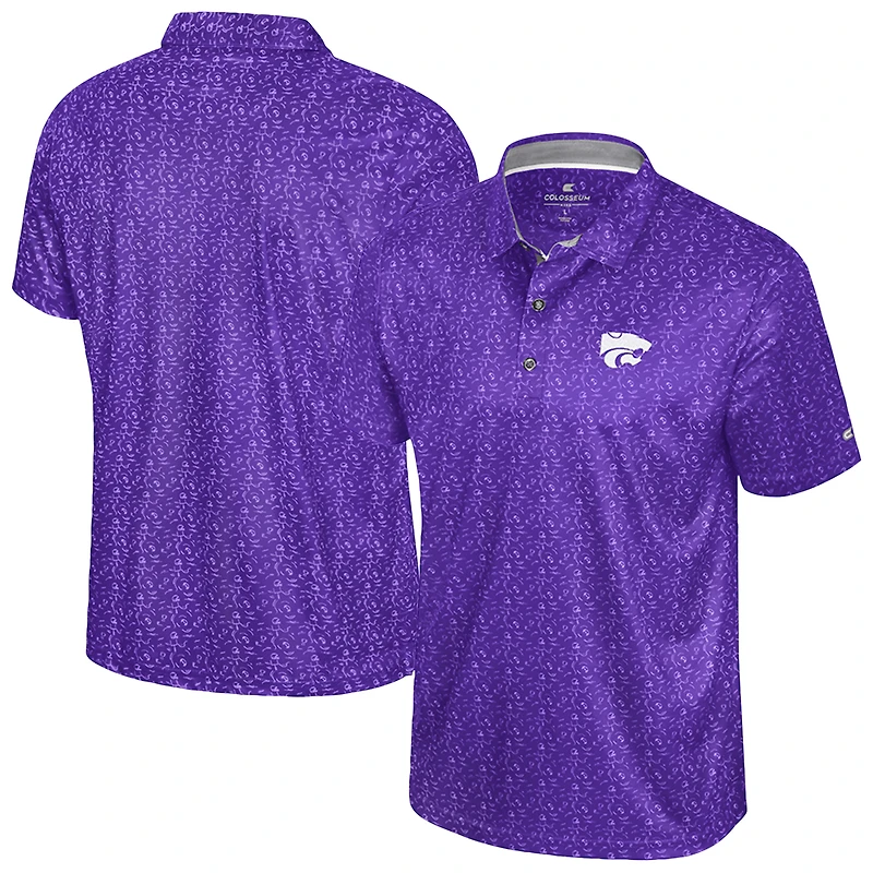 Men's Colosseum  Purple Kansas State Wildcats Football Print Polo