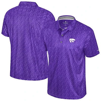 Men's Colosseum  Purple Kansas State Wildcats Football Print Polo