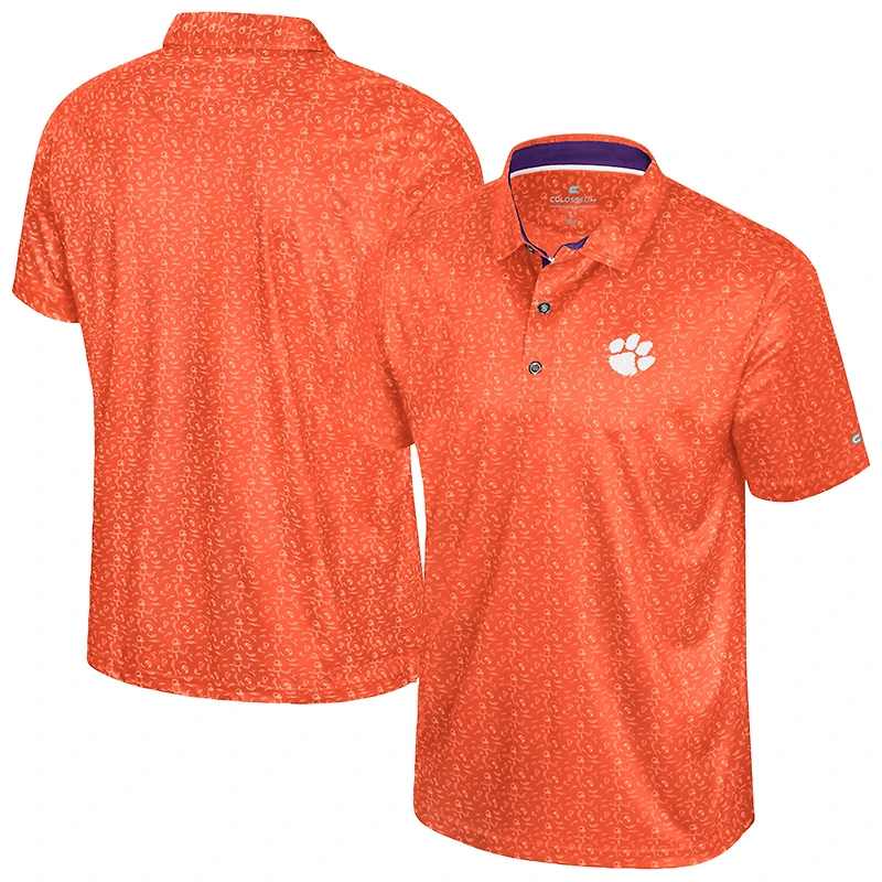 Men's Colosseum Orange Clemson Tigers Football Print Polo