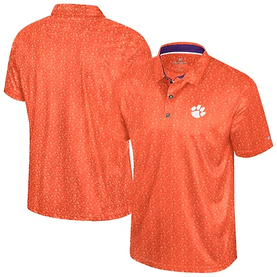 Men's Colosseum  Orange Clemson Tigers Football Print Polo