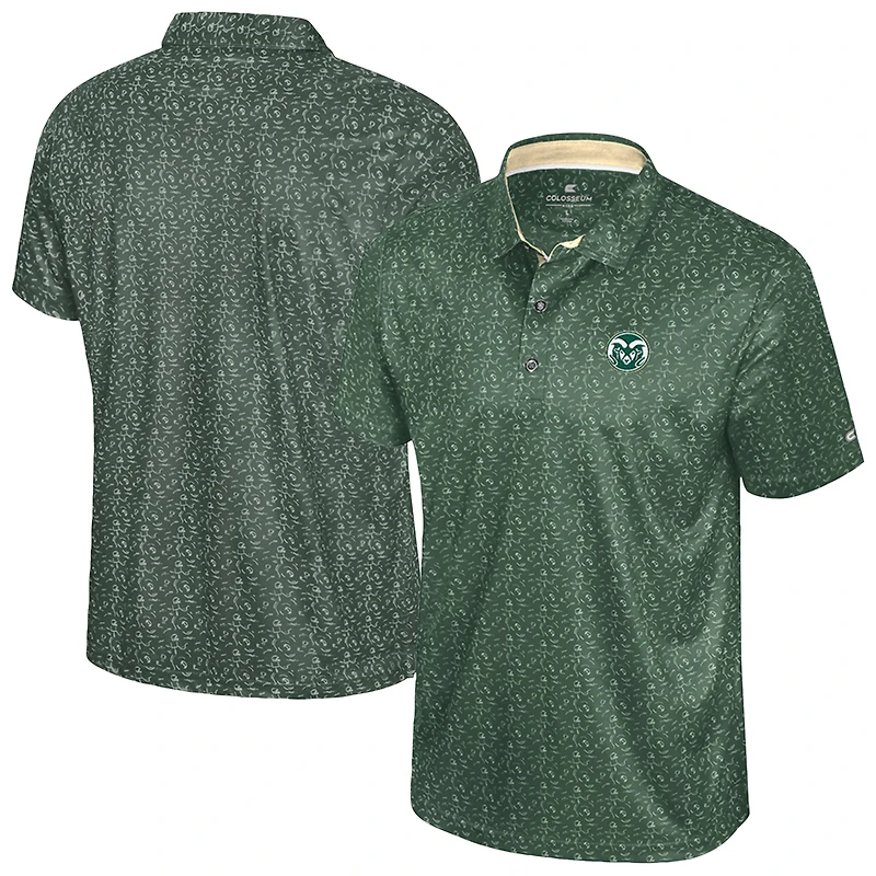 Men's Colosseum  Green Colorado State Rams Football Print Polo