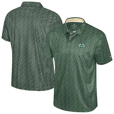 Men's Colosseum  Green Colorado State Rams Football Print Polo
